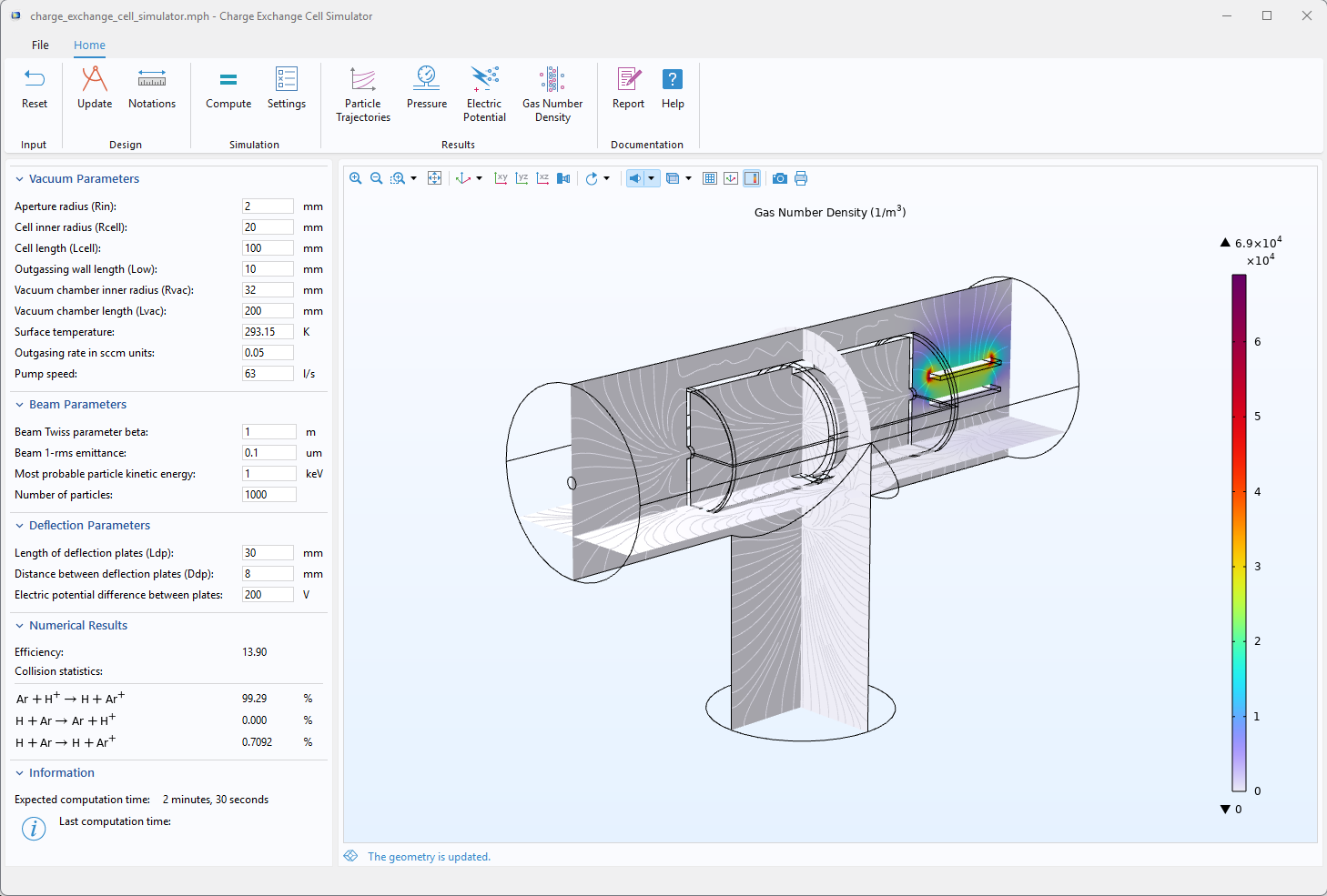COMSOL app for a charge exchange cell